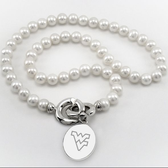 West Virginia University Pearl Necklace with Sterling Silver Charm - Image 1