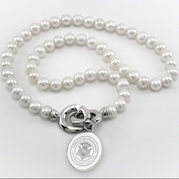 Carnegie Mellon University Pearl Necklace with Sterling Silver Charm - Image 1