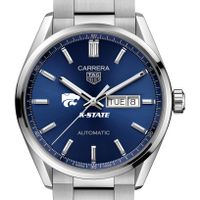 Kansas State Men's TAG Heuer Carrera with Blue Dial & Day-Date Window