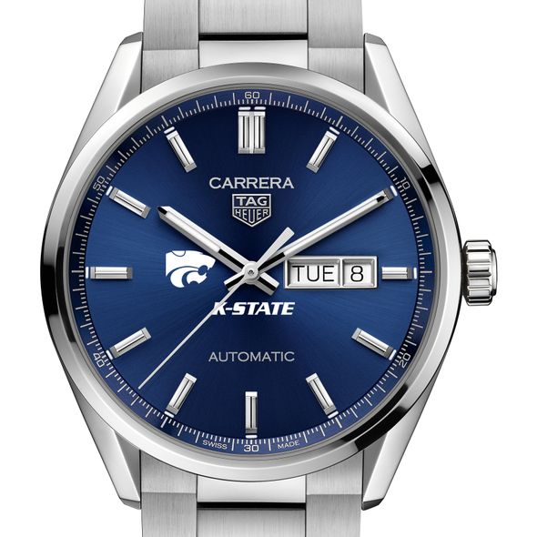 Kansas State Men's TAG Heuer Carrera with Blue Dial & Day-Date Window - Image 1