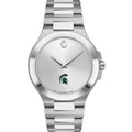 Michigan State Men's Movado Collection Stainless Steel Watch with Silver Dial - Image 2