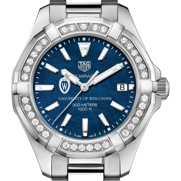 Wisconsin Women's TAG Heuer 35mm Steel Aquaracer with Blue Dial - Image 1