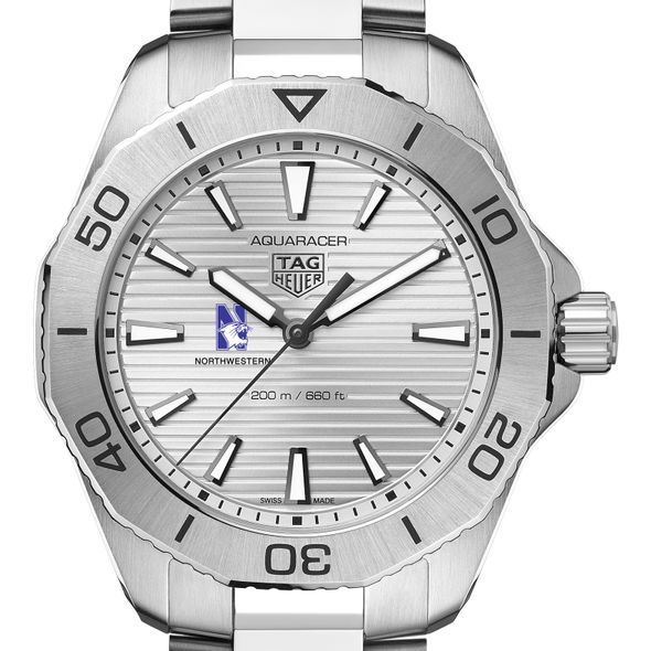Northwestern Men's TAG Heuer Steel Aquaracer with Silver Dial - Image 1
