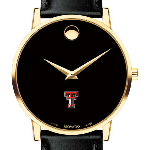 Texas Tech Men's Movado Gold Museum Classic Leather