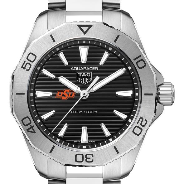 Oklahoma State Men's TAG Heuer Steel Aquaracer with Black Dial - Image 1