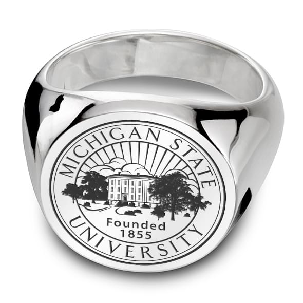 Michigan State Sterling Silver Round Signet Ring