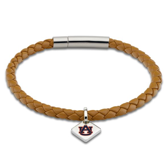 Auburn University Leather Bracelet With Sterling Silver Tag Saddle Auburn University Leather Bracelet With Sterling Silver Tag Saddle
