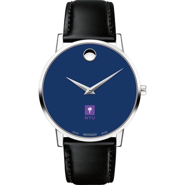 New York University Men's Movado Museum with Blue Dial & Leather Strap
