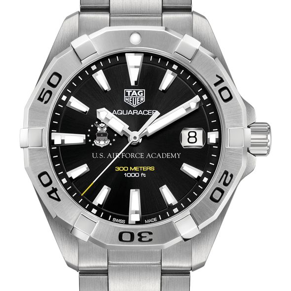 US Air Force Academy Men's TAG Heuer Steel Aquaracer with Black Dial