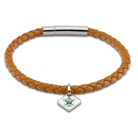 College of William & Mary Leather Bracelet with Sterling Silver Tag - Saddle