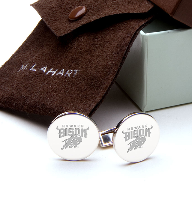 Howard University Men's Sterling Silver and Gold Cufflinks, Money Clips - Personalized Engraving
