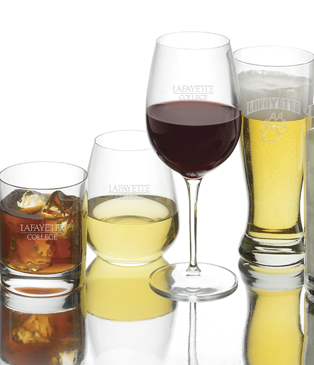 Lafayette College Glassware - Crystal and Simon Pearce Stemware, Decanter, Lafayette College Glass, Tumblers, Pilsners, Wine