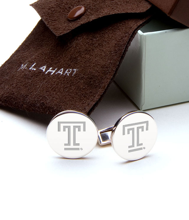Temple University Men's Sterling Silver and Gold Cufflinks, Money Clips - Personalized Engraving