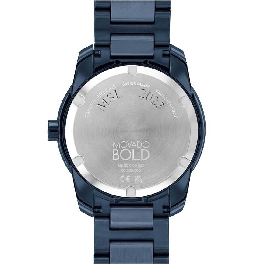 Fairfield University Men's Movado BOLD Blue Ion with Date Window - Image 3