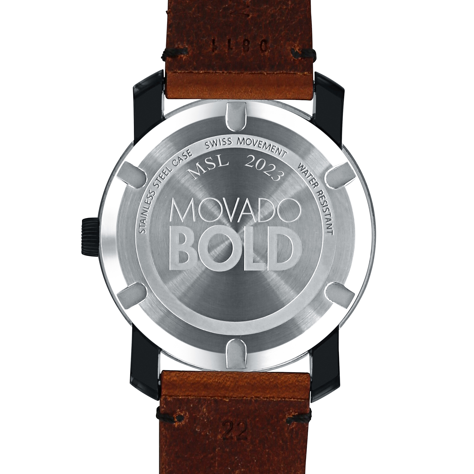 Fairfield University Men's Movado BOLD with Brown Leather Strap - Image 3