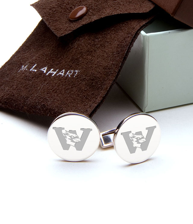Wesleyan University Men's Sterling Silver and Gold Cufflinks, Money Clips - Personalized Engraving